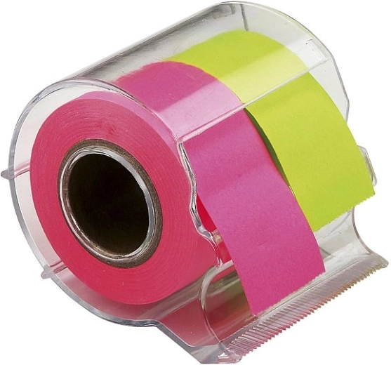 Haftnotizen mit Abroller 2,5 × 10 m, Neonfarben