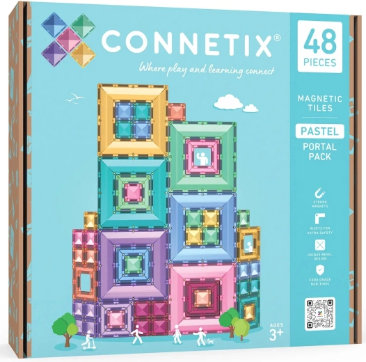 Connetix Pastel Portal Pack – kreative magnetische Bausteine, 48 Teile