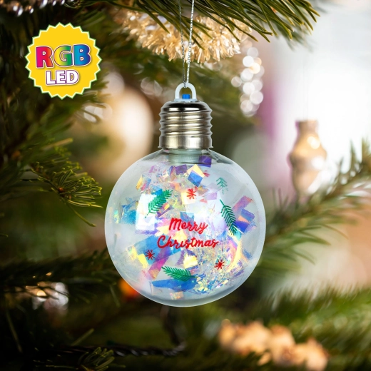 Weihnachtliche LED-Kugel mit RGB-Beleuchtung, 8 cm