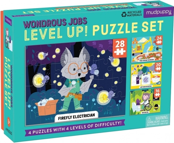 Mudpuppy Level Up! Wundersame Berufe – Kinderpuzzle 4-in-1