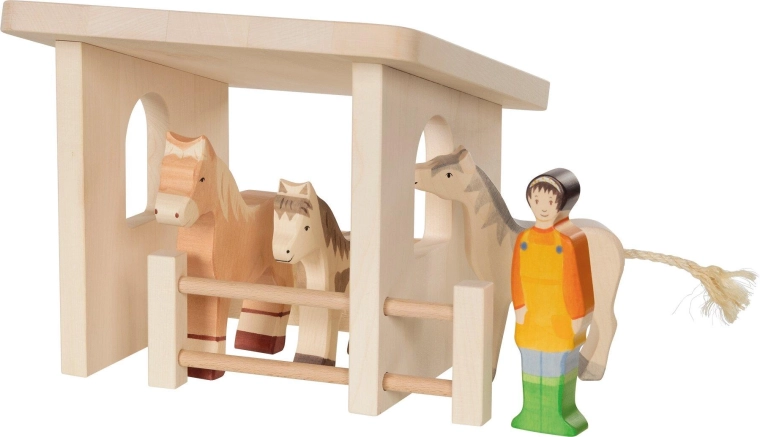 Holzunterstand für Tierfiguren