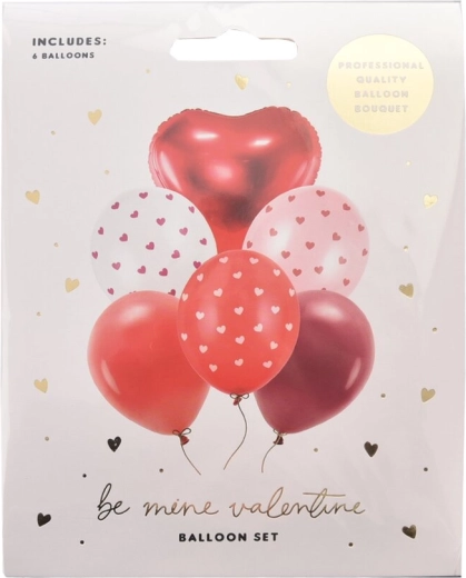 Set Valentinsballons (Mix aus Latex- und Folienballons) 6 Stk.