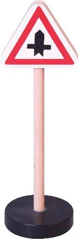 Verkehrszeichen aus Holz – Vorfahrtstraße und Nebenstraße