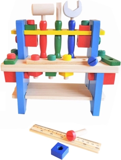 Holz-Werkzeugset im Ständer für kleine Tüftler