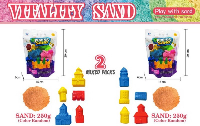 Kinetischer Sand gelb 250 g mit Förmchen-Set Burg