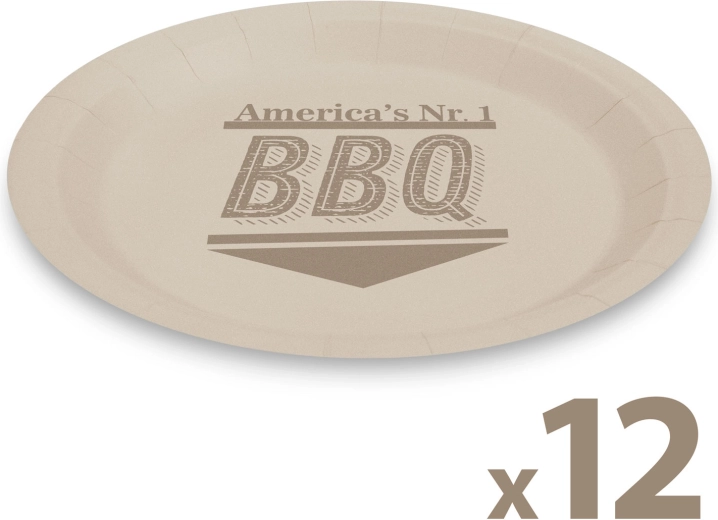 Papier-Teller BBQ 23 cm, 12 Stück