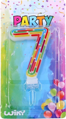 Party-Kerze für Kuchen – Zahl 7, Streifen