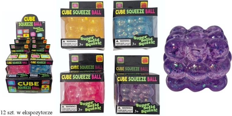 Quetschball – sensorischer Bubble-Würfel mit Glitzer