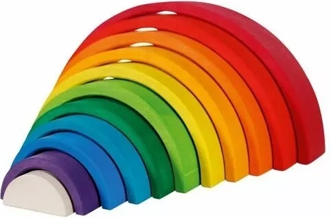Goki Holz-Regenbogen in Farben – Steck-/Baustein-Set mit 11 Teilen