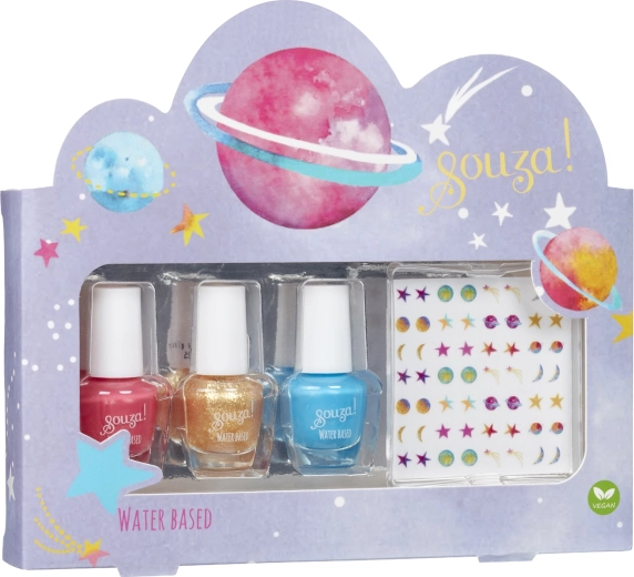 Souza! Kinder-Nagellack-Set mit Galaxy-Nagelstickern