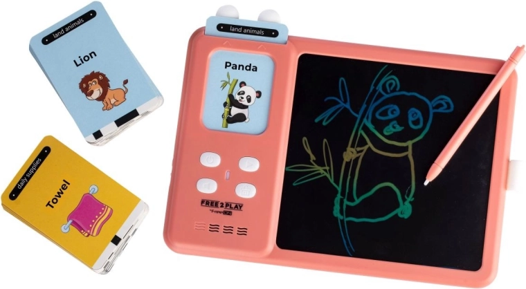 FREEON Free2Play interaktives 2-in-1-LCD-Tablet zum Englischlernen Kiddigit, pink
