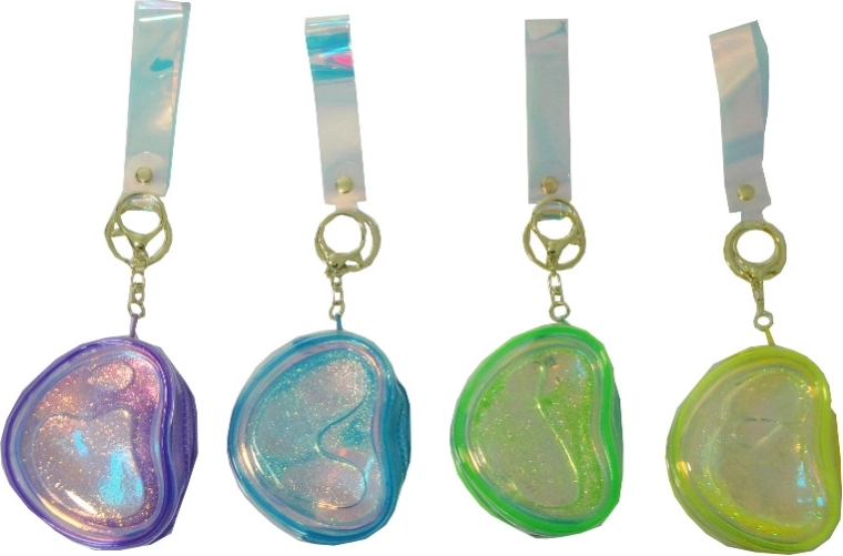 Transparente 2-in-1 Geldbörse mit Anhänger und glitzerndem Sand