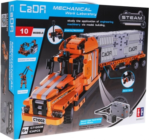 CaDA Mechanical Work Laboratory Baukasten 10-in-1 – Lkw und Baumaschinen, 634 Teile