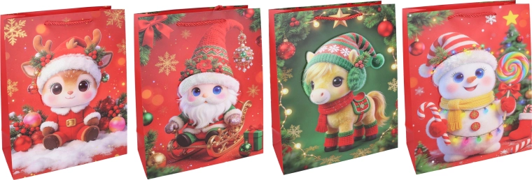 Weihnachtliche Geschenktüte M 32 × 26 × 10 cm – 1 Stück