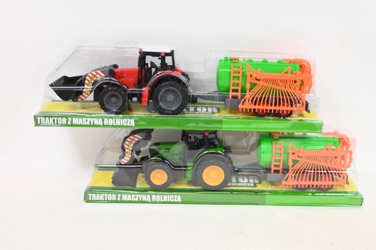 Traktor mit Frontlader und landwirtschaftlichem Anbaugerät