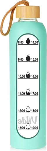 Vilde Glas-Trinkflasche mit mintfarbenem Silikonmantel 1 l
