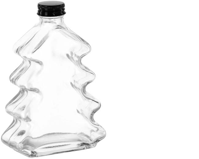 Glasflasche Choinka 200 ml in Tannenbaumform mit Metall-Schraubverschluss 28 mm