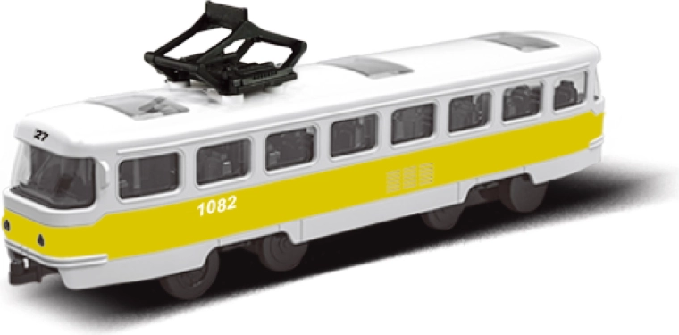 Straßenbahn ÖPNV Gelb mit Schwungradantrieb 16 cm