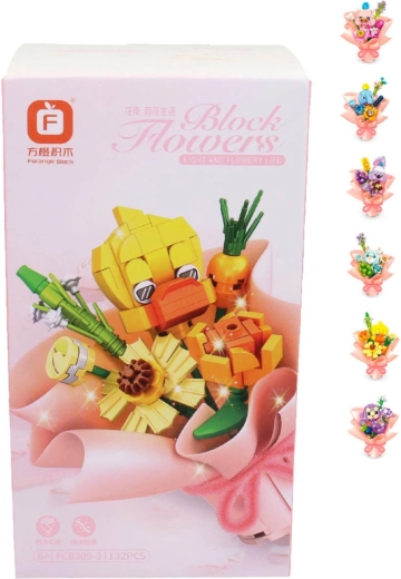 MaDe Bausatz dekorativer Blumenstrauß mit Tierfigur 123–132 Teile - 1 Stück