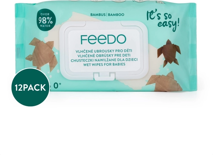 Feedo Bambus-Feuchttücher, biologisch abbaubar, 56 Stk. (12× Packungen)