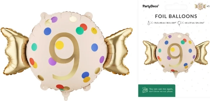 Folien-Geburtstagsballon Cukierek – Zahl 9 (Bonbon)