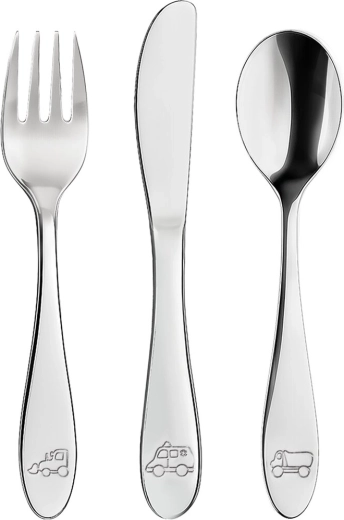 Kinder-Besteckset aus Edelstahl Autos (3-tlg.)