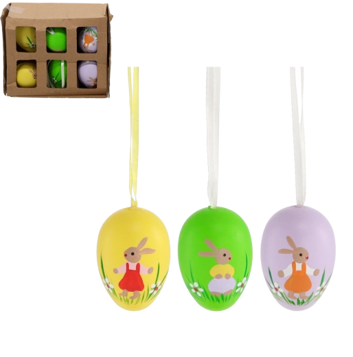 Oster-Hängeeier mit Häschen, Set 6 Stk.