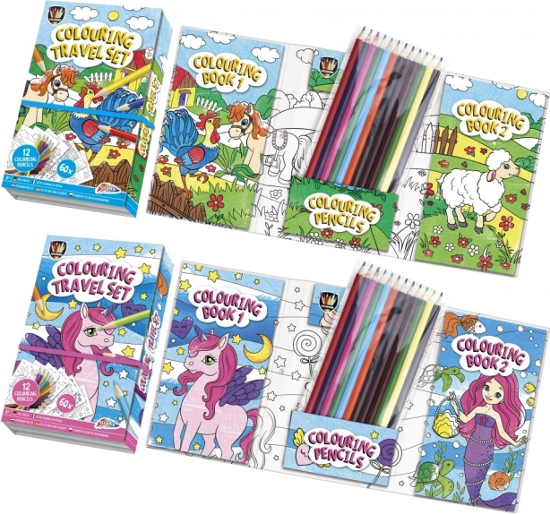 Malbuch mit 12 Buntstiften in praktischem Etui