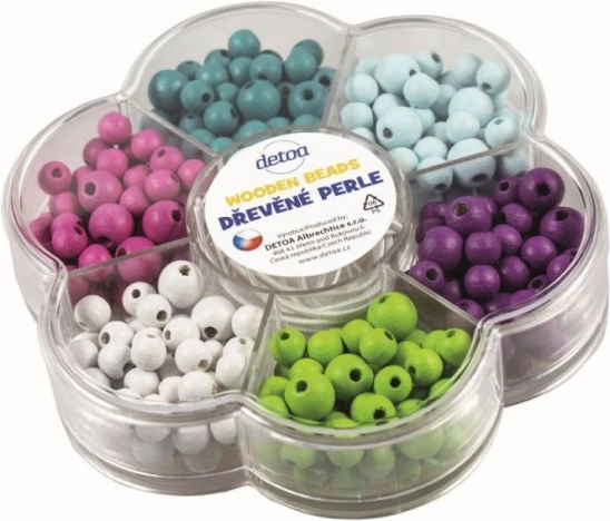 Detoa Holzperlen in Blumenform, pastellfarben