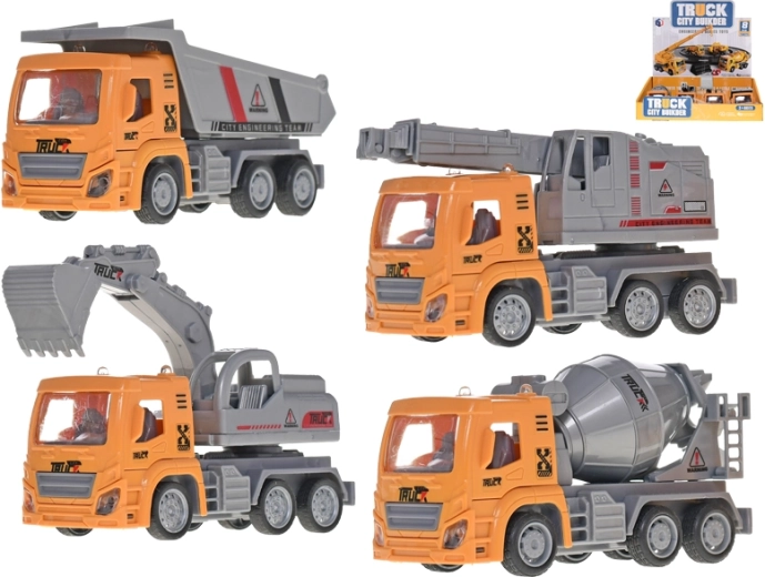 Baufahrzeuge 13 cm mit Rückziehmotor – Set mit 8 Stück