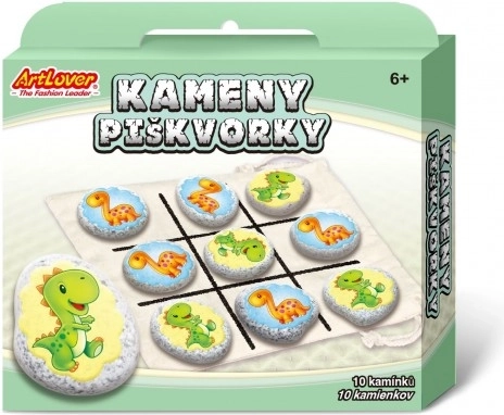 Dino-Tic-Tac-Toe Kreativset mit Natursteinen und Aufklebern