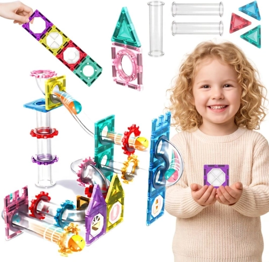 Magnetische 3D-Bausteine – Kugelbahn 126 Stk von WOOPIE