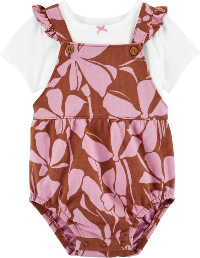 Carter’s 2-teiliges Baby-Set: Kurzarmshirt und Trägerhöschen, Pink Floral (Mädchen, 6 M)