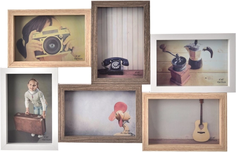 Holz-Fotorahmen für 6 Fotos 50 × 32 cm