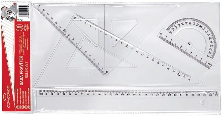Set aus transparenten Linealen CONCORDE, 4 Stk.