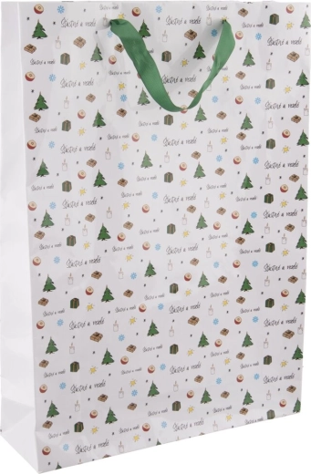 Papier-Geschenktüte „Frohe und fröhliche“ 32,5 × 10 × 45,5 cm