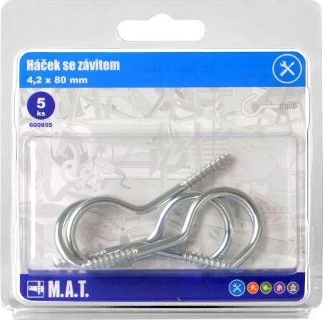 Hakenschraube 80 × 4,2 mm, verzinkt, 5 Stk.