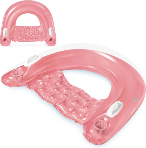 Aufblasbarer schwimmender Sessel mit Getränkehaltern rosa INTEX 147 × 99 cm