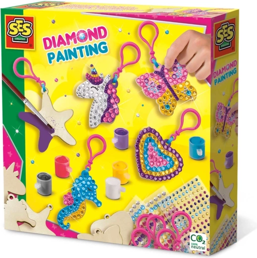 Set zur Herstellung glitzernder Holz-Schlüsselanhänger für Kinder
