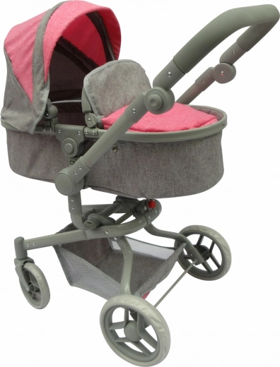 Puppenwagen 2-in-1 Rosa-Grau