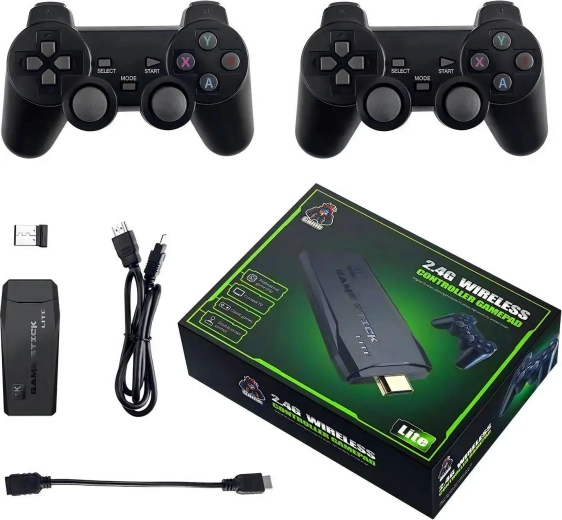 Renew force Retro-TV-Spielkonsole (Gamestick) 4K mit 2 kabellosen Controllern und 64GB-SD-Karte