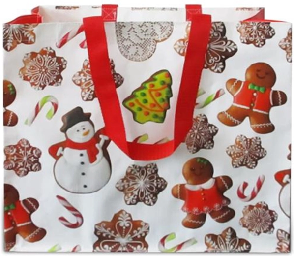 Weihnachtliche Einkaufstasche mit Lebkuchenmuster 43 × 37 × 21,5 cm