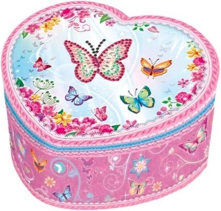 Spieluhr in Herzform mit Schmetterlingen