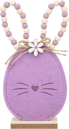 Filzfigur Hase mit violetten Perlen 22 cm