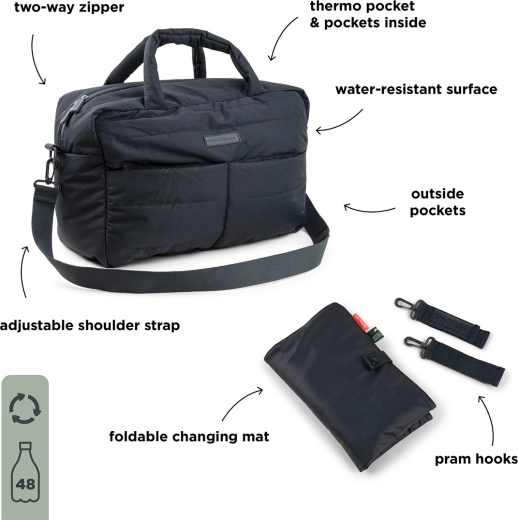 Done by Deer gesteppte Wickeltasche schwarz