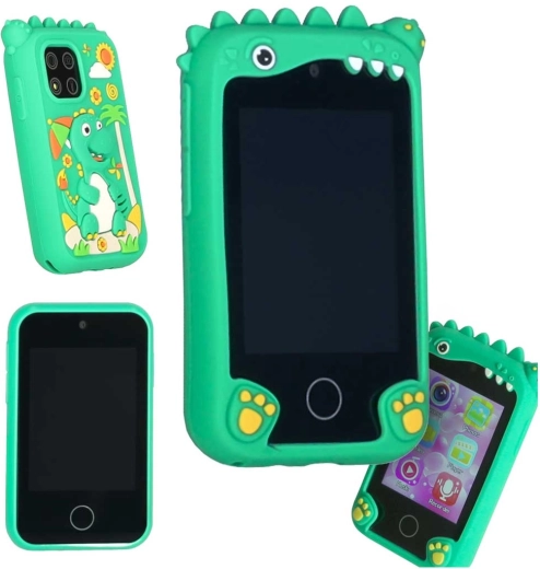 Kinder-Smartphone mit Fotoapparat und Kamera, 8 GB, grüner Dinosaurier