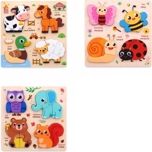 Holzpuzzle Tiere 18 × 18 cm