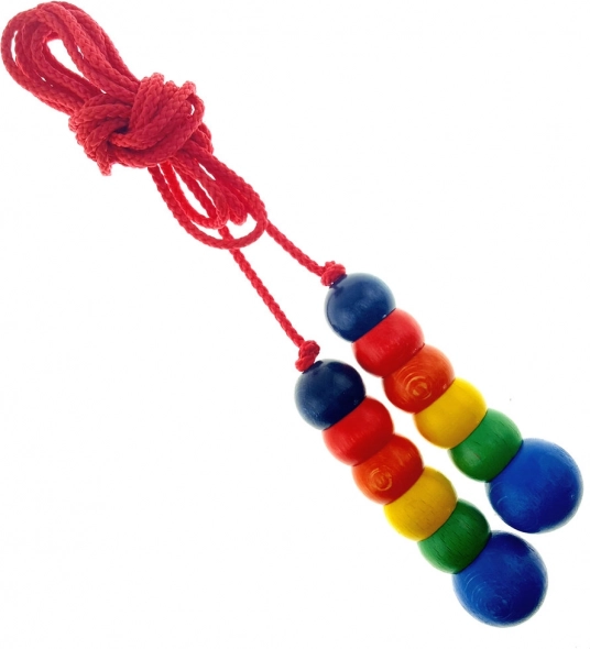 Buntes HESS-Springseil mit Holzgriffen 2,3 m