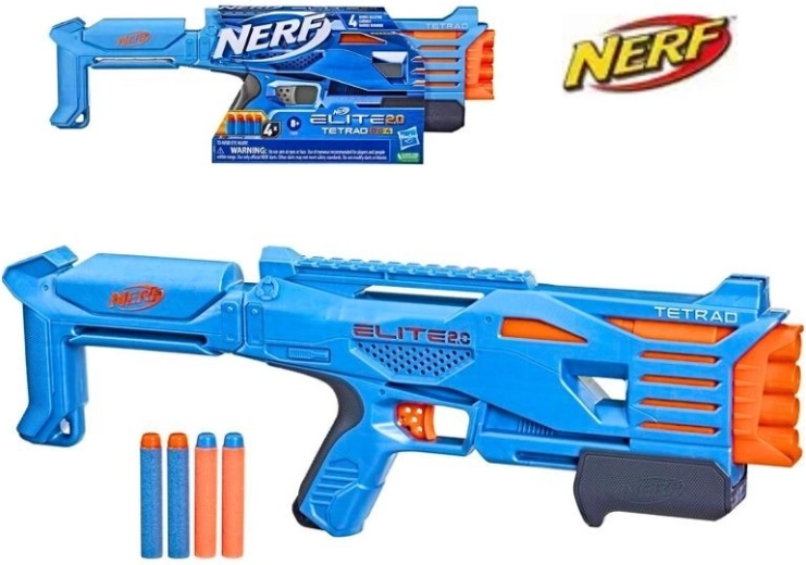 Nerf Elite 2.0 Tetrad QS-4 Blaster für Schaumstoff-Darts