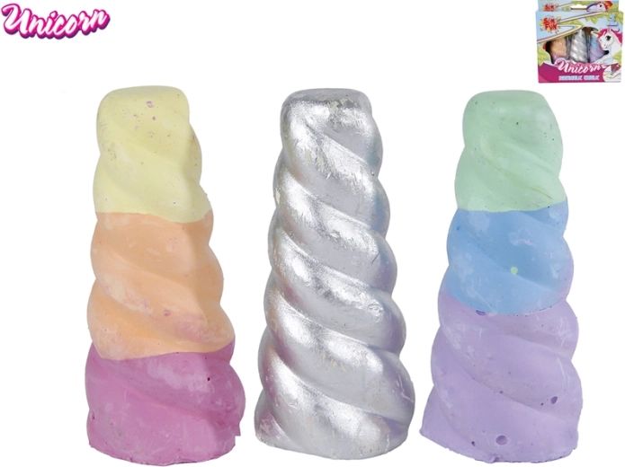 Bunte Gehwegkreiden Einhornhorn, Set mit 3 Stk.